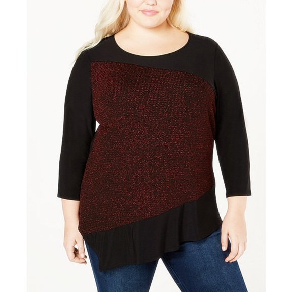 NEW Glittering Asymmetrical Top NY Collection Plus - Picture 1 of 9